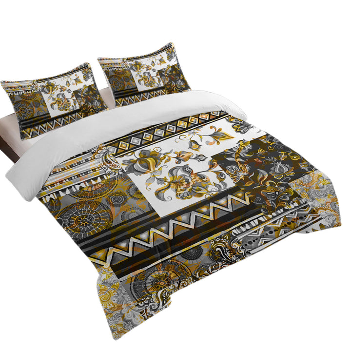 Donna Covers with Mandalas and Flowers Golden Black Design