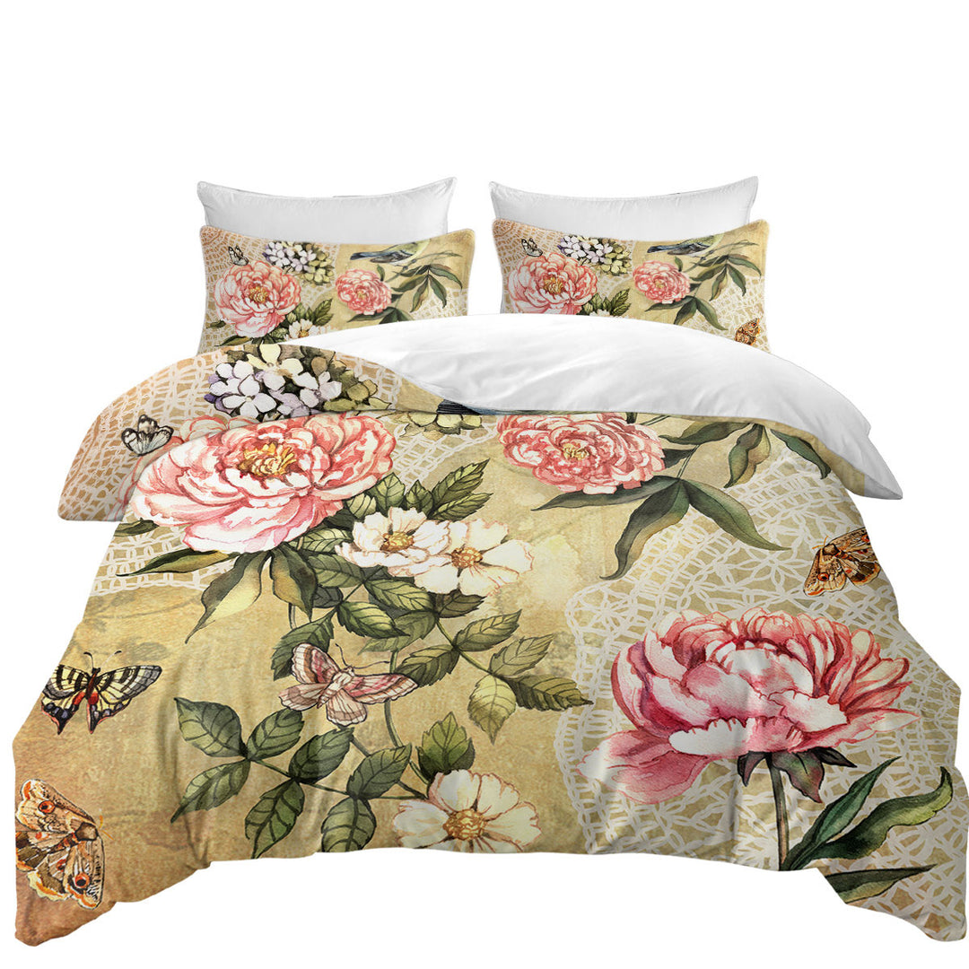 Donna Covers with Vintage Flowers Bird and Butterflies