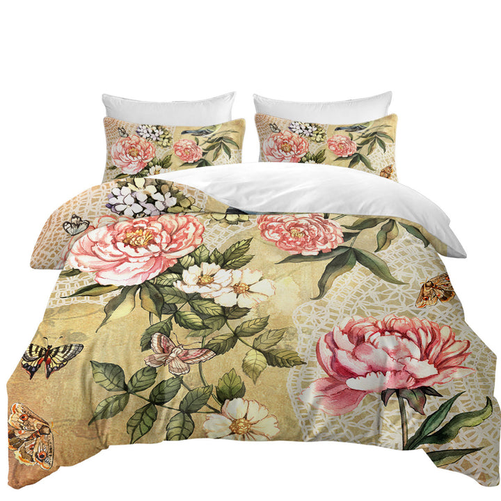Donna Covers with Vintage Flowers Bird and Butterflies