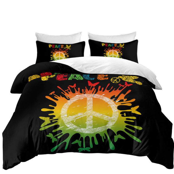 Dove and Butterflies Retro Peace Sign Best Duvet Covers
