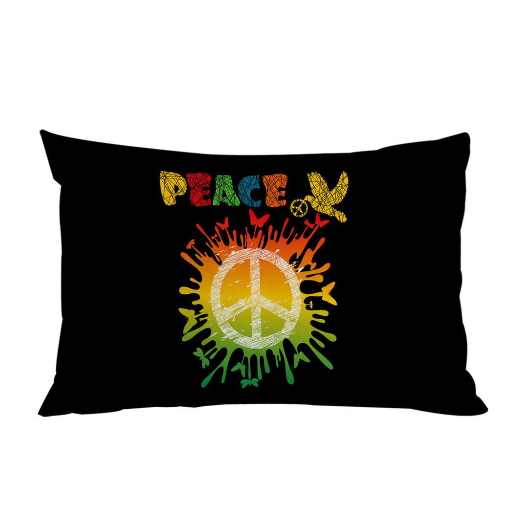 Dove and Butterflies Retro Peace Sign Pillow Cases