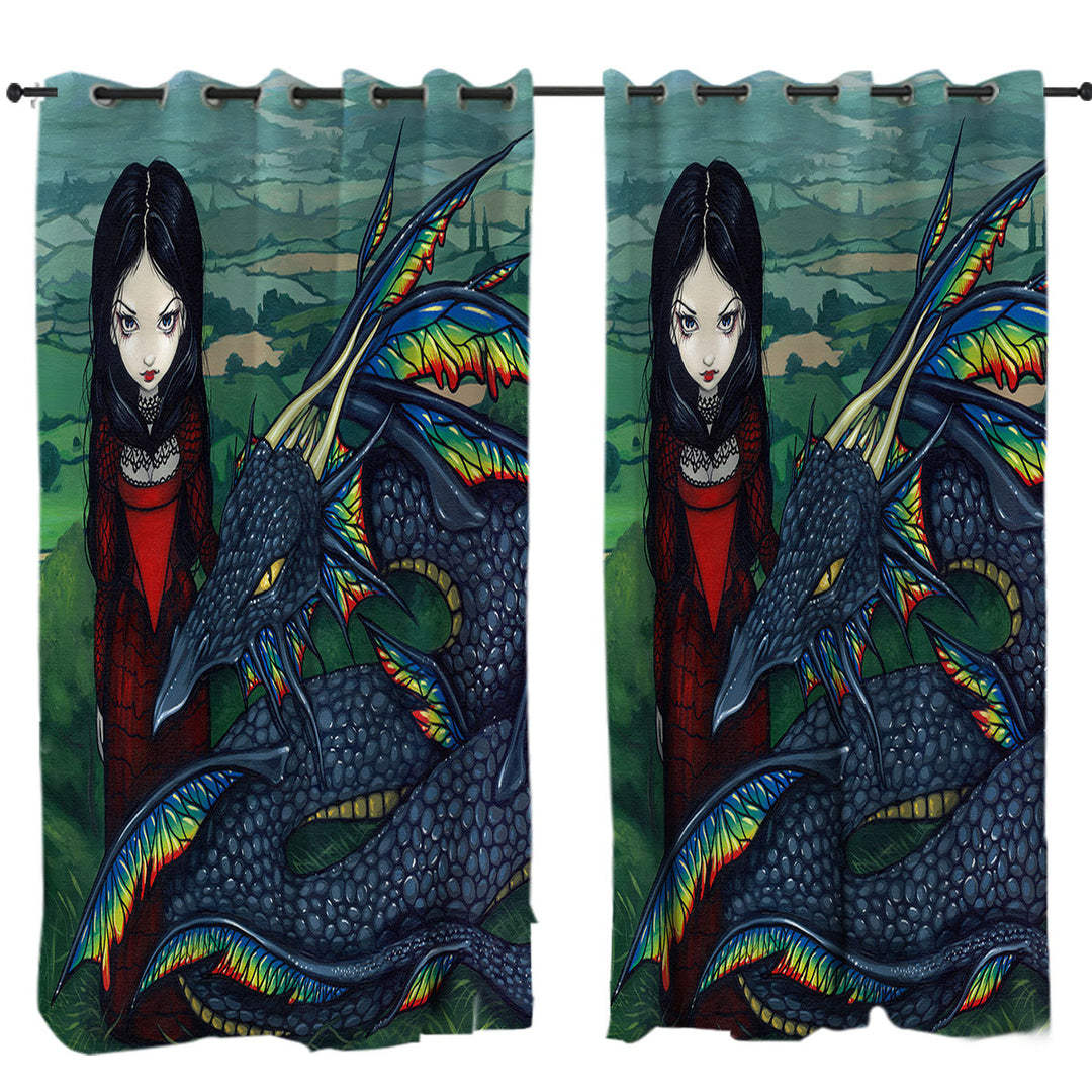 Dragon D_arc en ciel Gothic Maiden Rainbow Dragon Drapes for Living Room