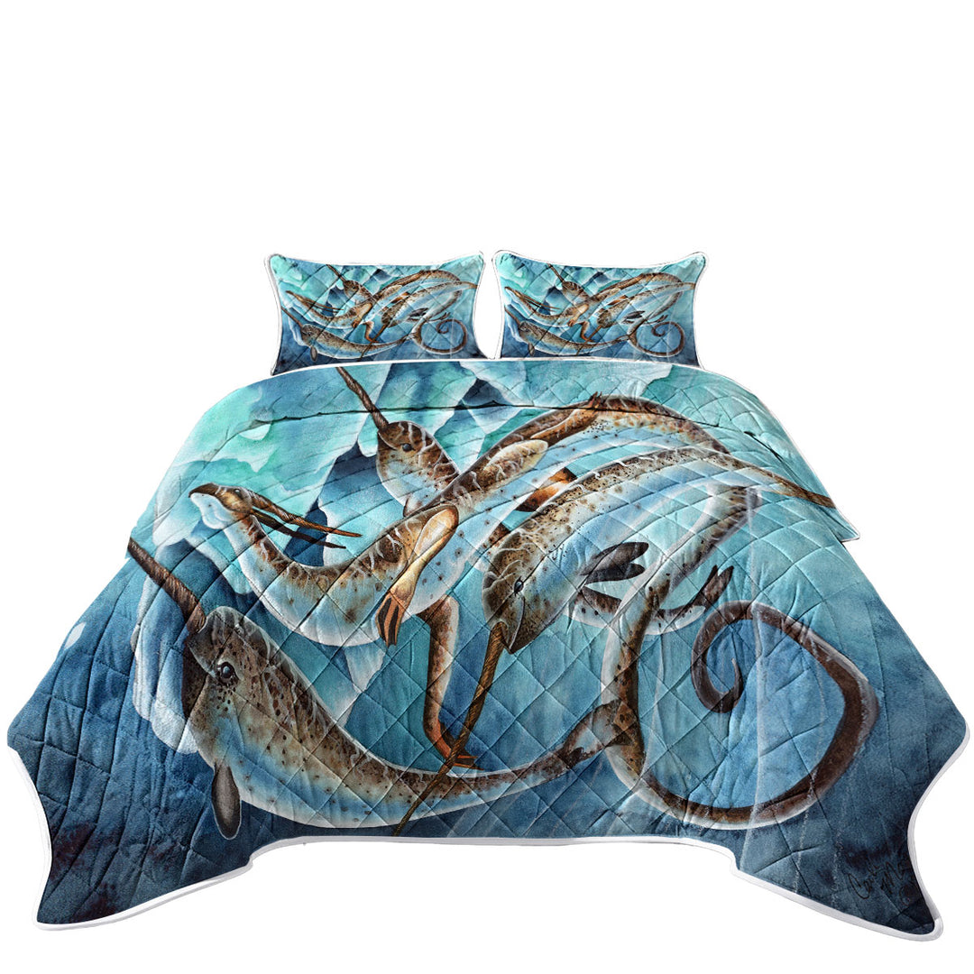 Dragon and Fantasy Creatures Art Icy Depths Quilts