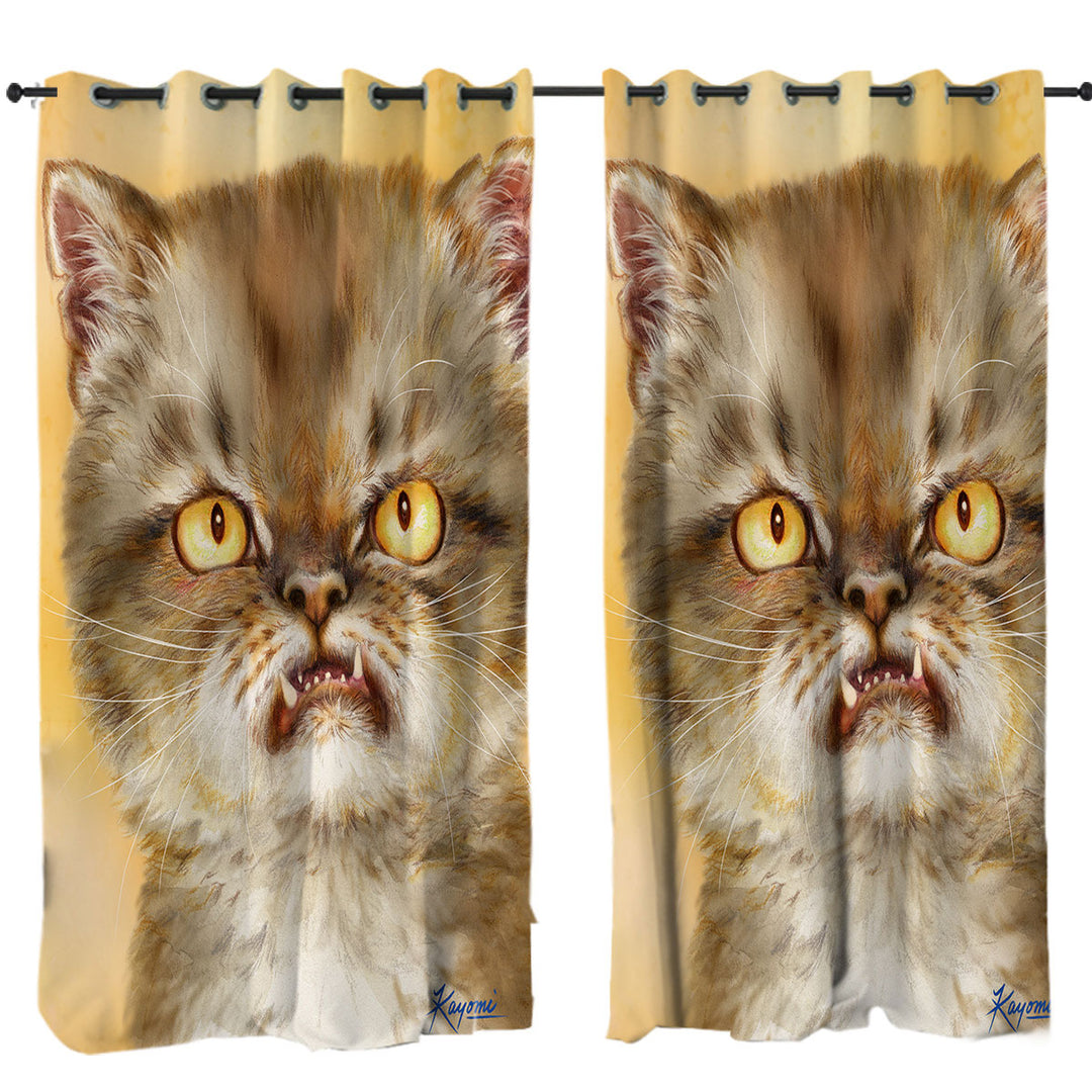 Drapery with Cool Cat Art Angry Furious Kitten