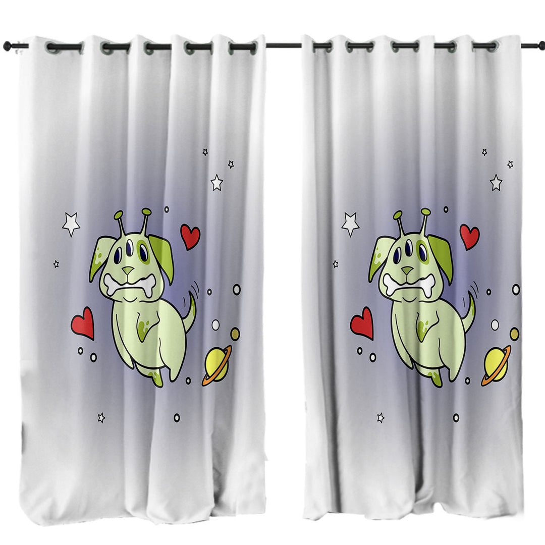 Drapery with Cute Alien Dog in Space