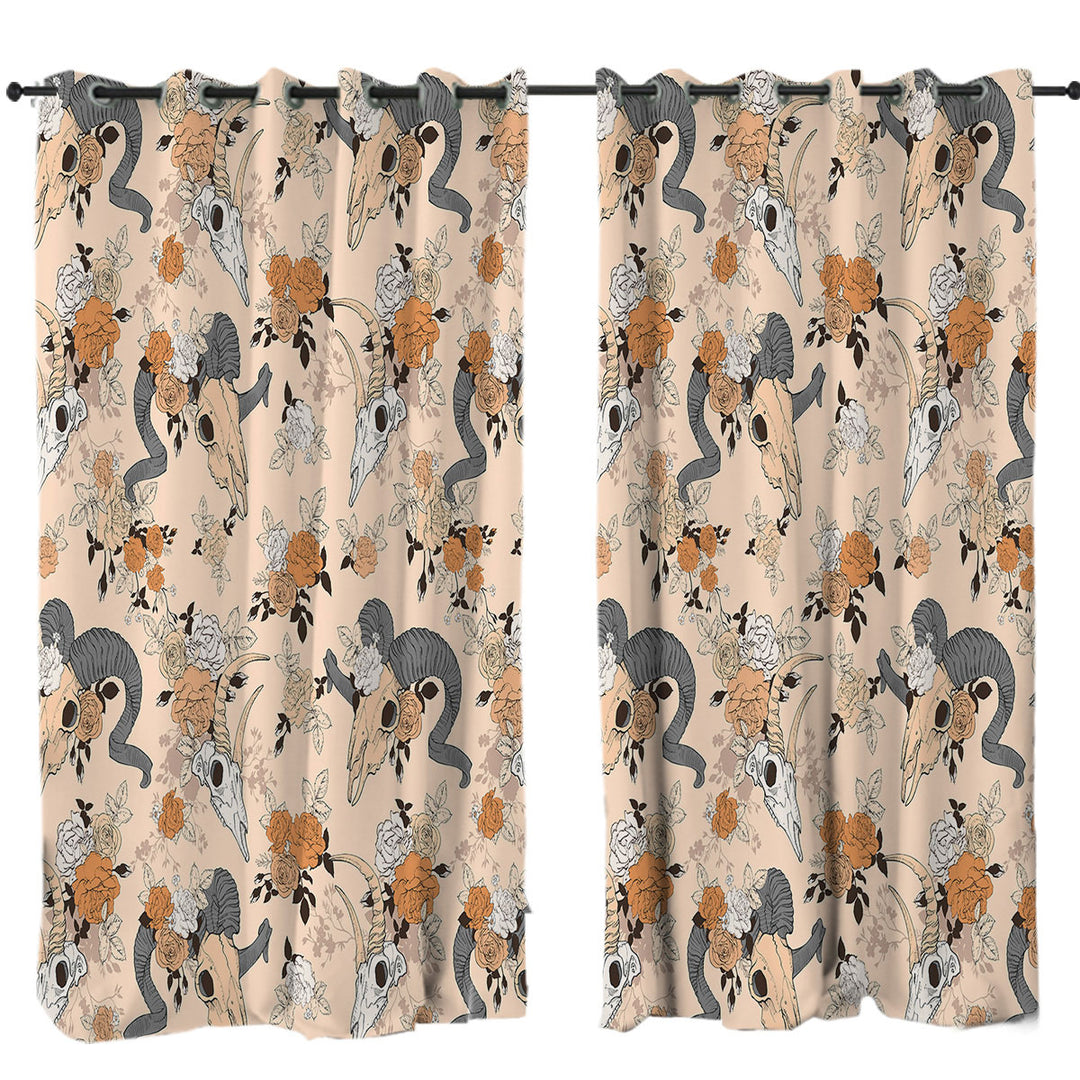 Drapery with Floral Goat Skulls