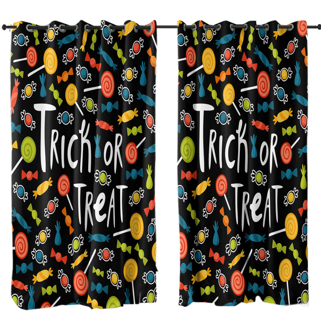 Drapery with Halloween Trick or Treat Candies