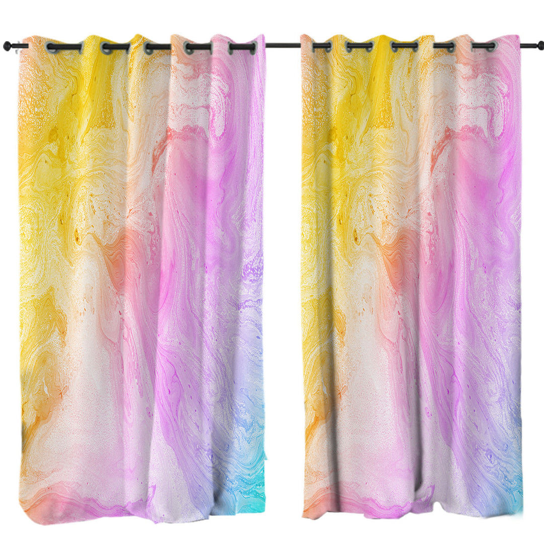 Drapery with Multi Colored Pastel Yellow Purple Blue Marble