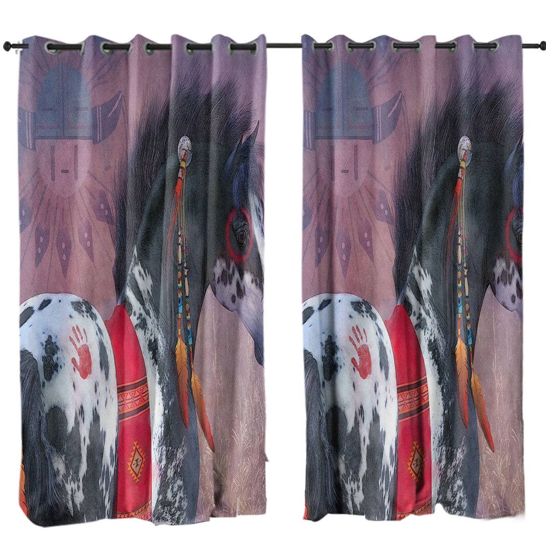 Drapery with Native American Art on Painted War Pony Horse