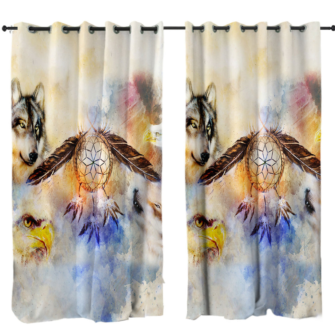 Drapery with North American Wildlife and Dream Catcher