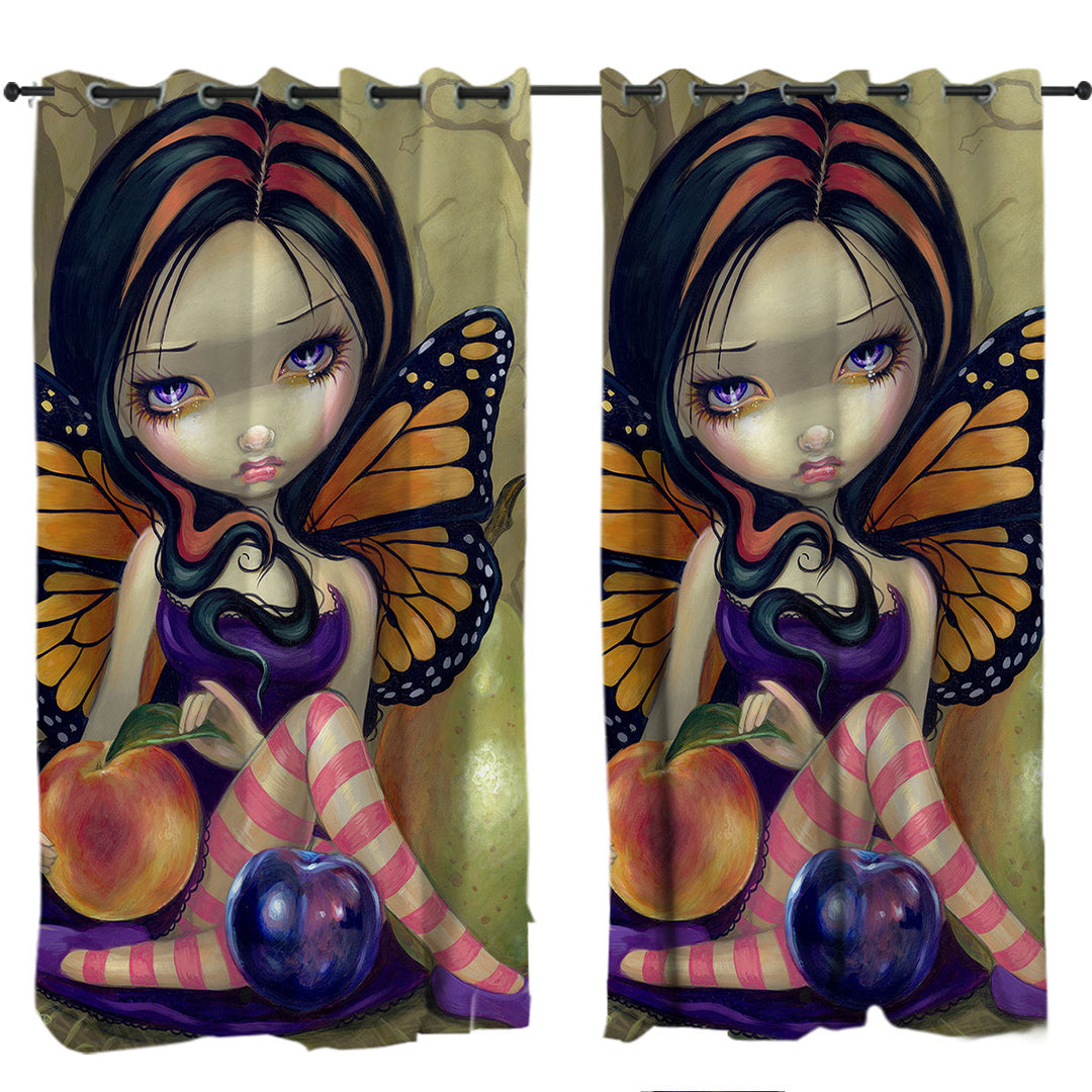 Drapery with Peach Plum Pear and the Cute Butterfly Fairy