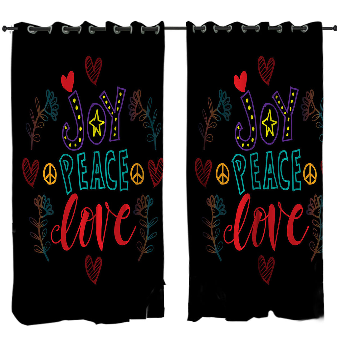 Drapery with Positive Print Joy Peace and Love