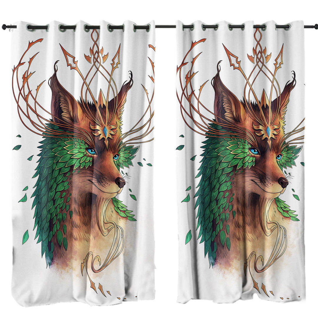 Drapes and Curtains with Animal Painting Royal Fox