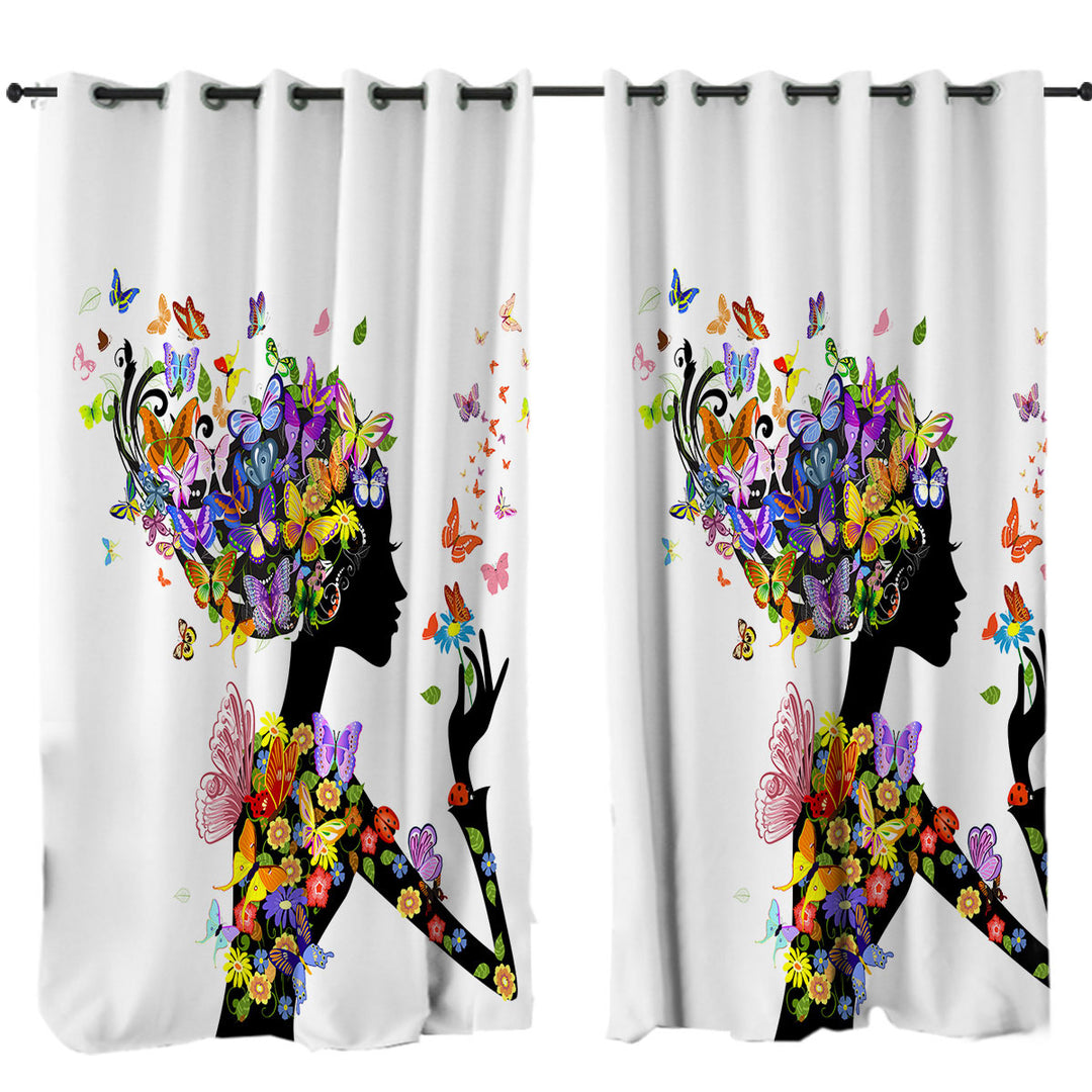 Drapes and Curtains with Cool Butterflies Girl