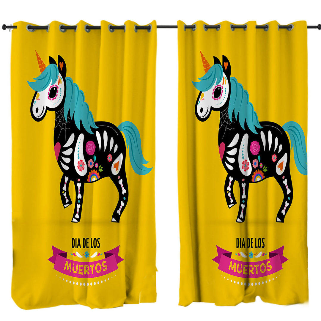 Drapes and Curtains with Cool Day of the Dead Unicorn