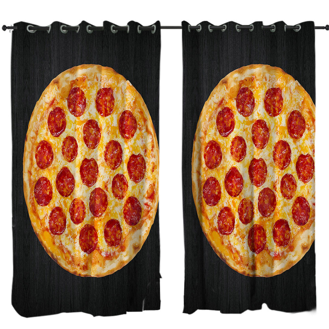Drapes and Curtains with Cool Pepperoni Pizza