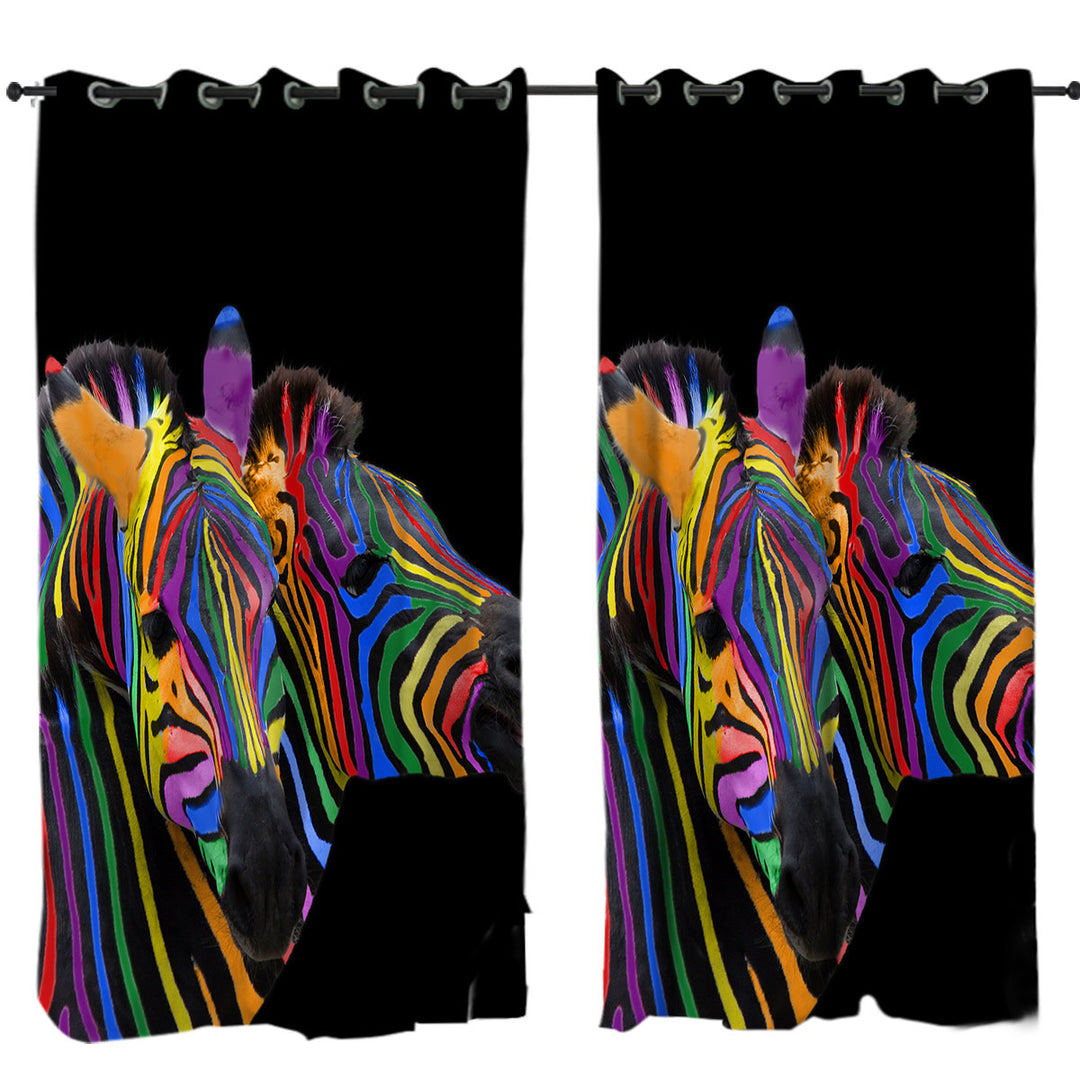 Drapes and Curtains with Cool Rainbow Striped Zebras