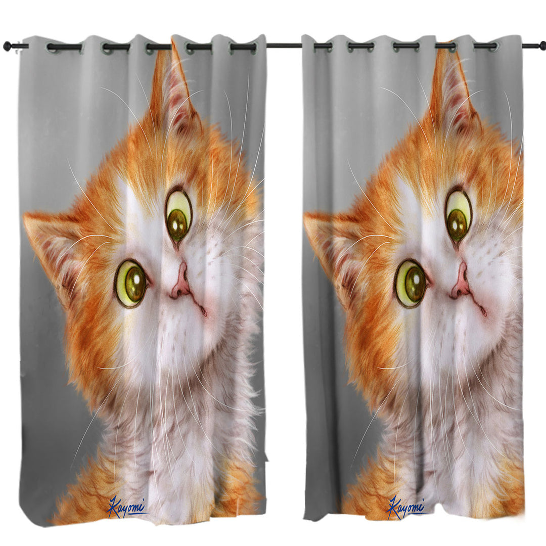 Drapes and Curtains with Funny Cats Silly Face Ginger Kitten