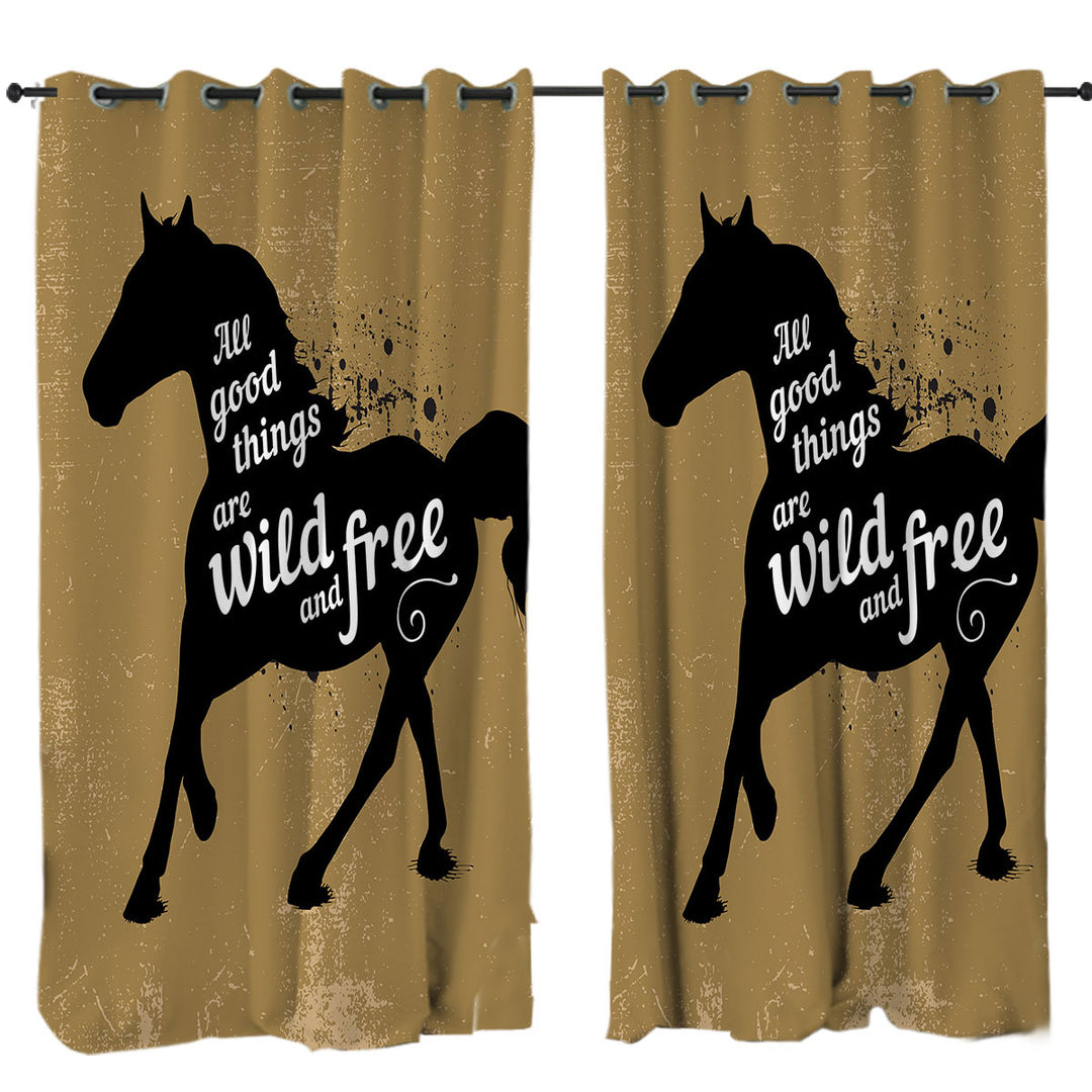 Drapes and Curtains with Inspiring and Positive Quote Horse