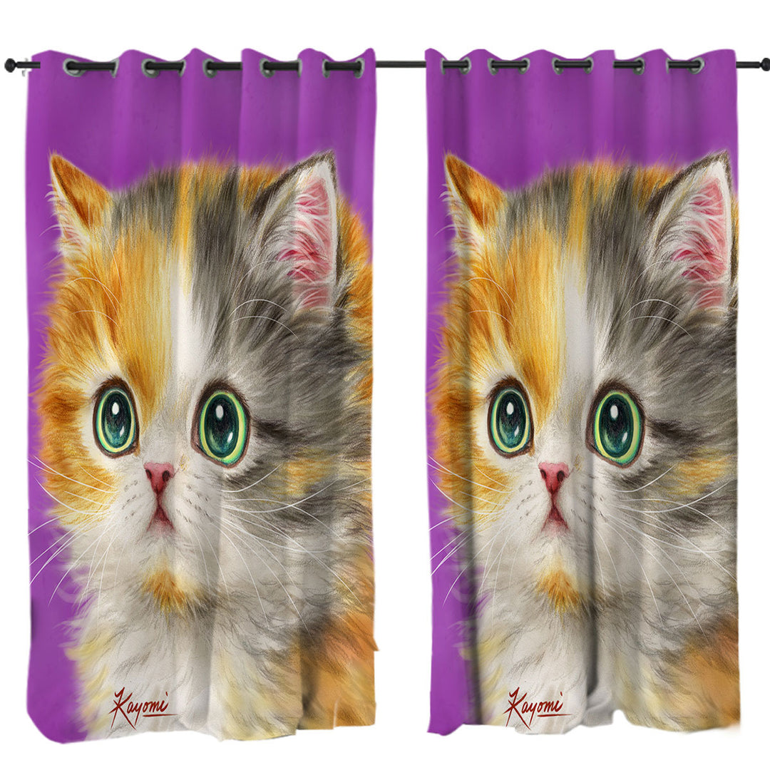 Drapes and Curtains with Kids Kittens Designs Adorable Staring Cat