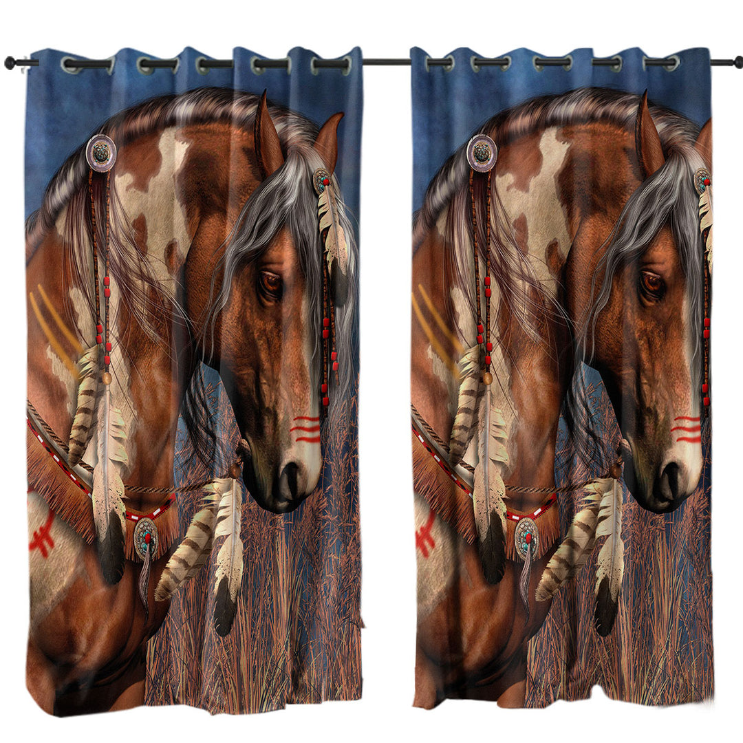 Drapes and Curtains with Native American War Pony Horse