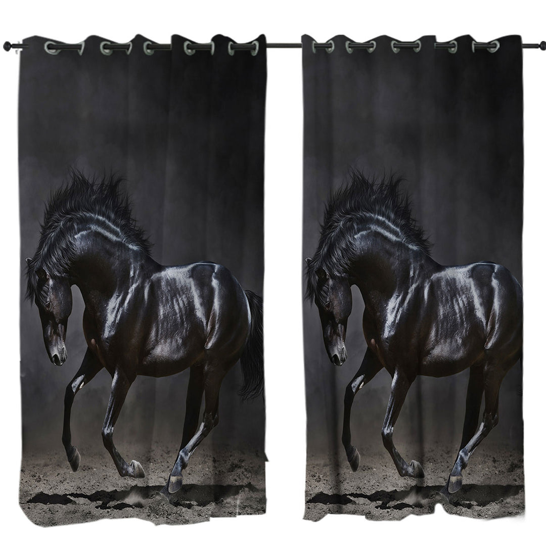 Drapes for Living Room with Galloping Black Horse