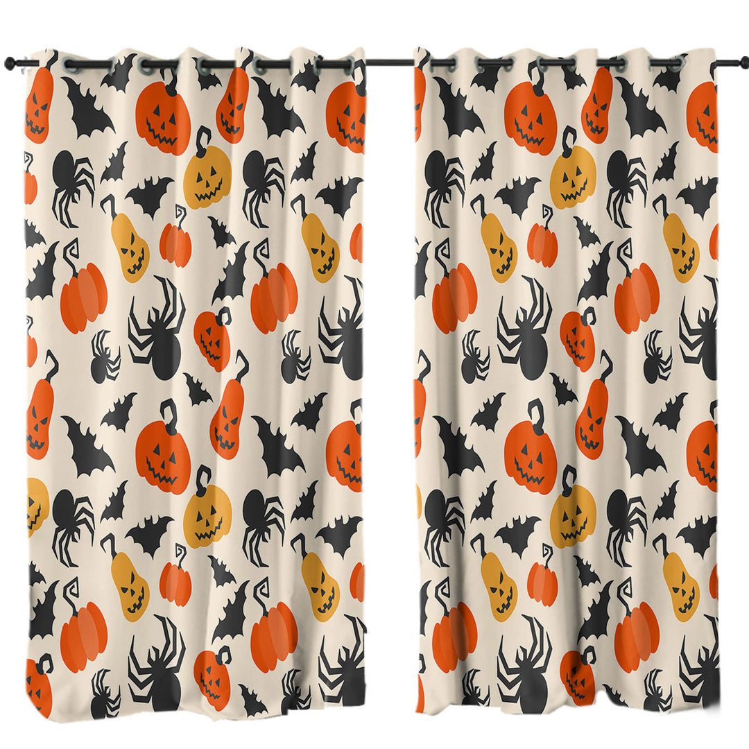 Drapes for Living Room with Halloween Scary Pumpkins Bats and Spiders