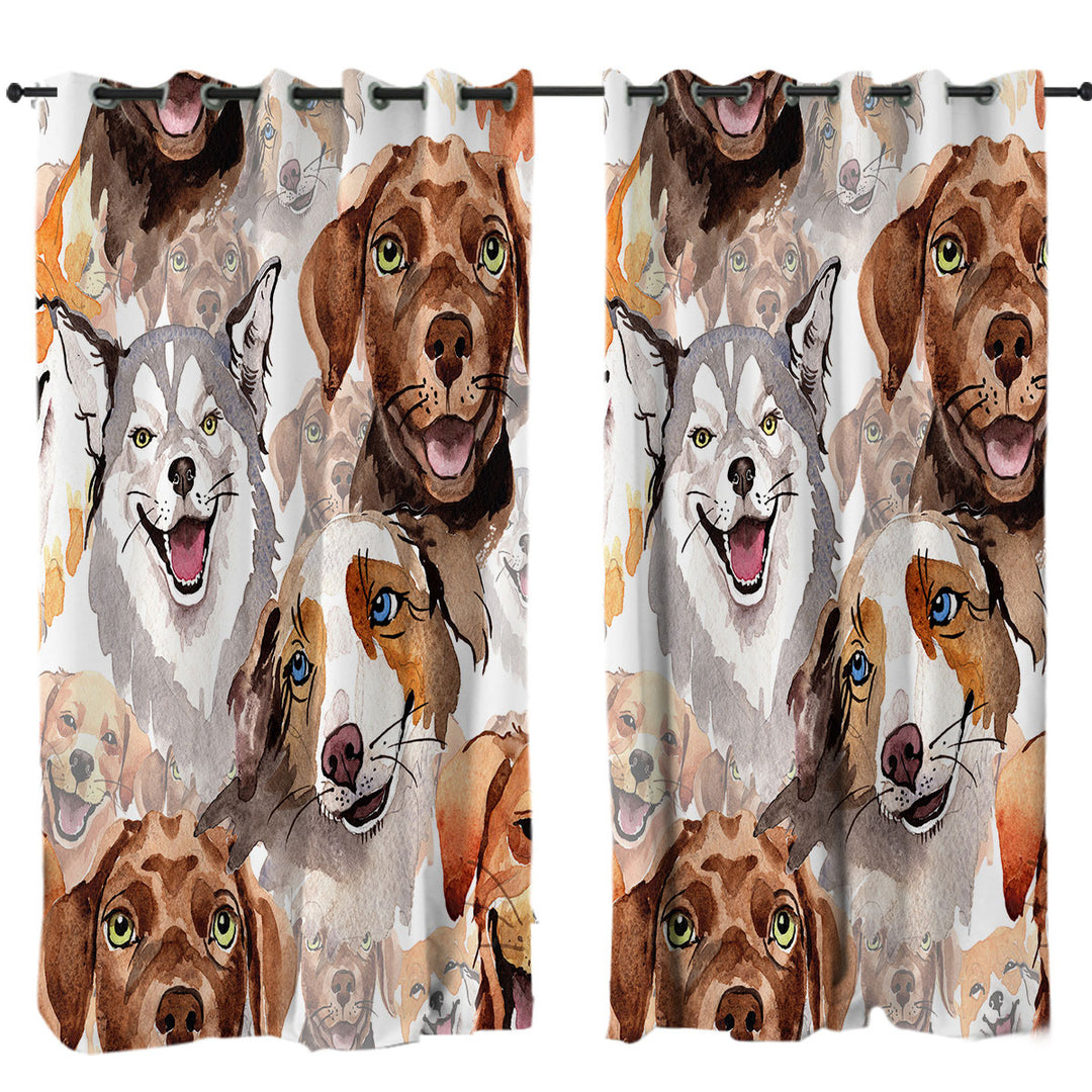 Drapes for Living Room with Lovely Dogs