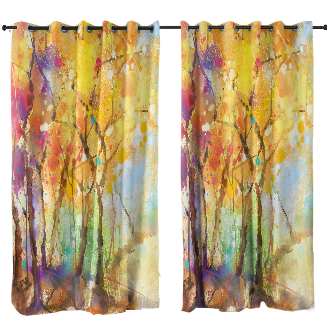 Drapes with Artistic Autumn Forest