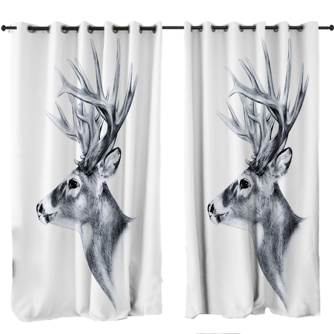 Drapes with Black and White Deer