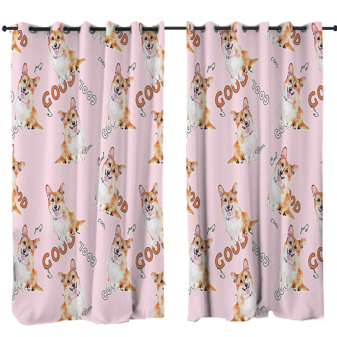 Drapes with Cool Good Corgi Dog