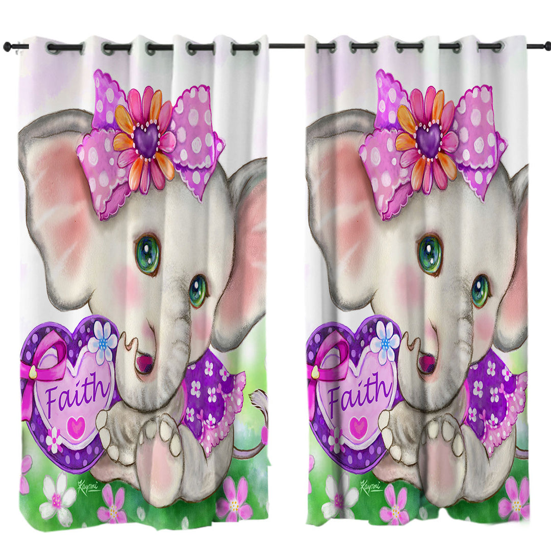 Drapes with Faith Kids Inspiring Design Cute Girly Elephant