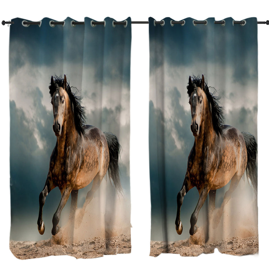Drapes with Free Spirit Running Horse