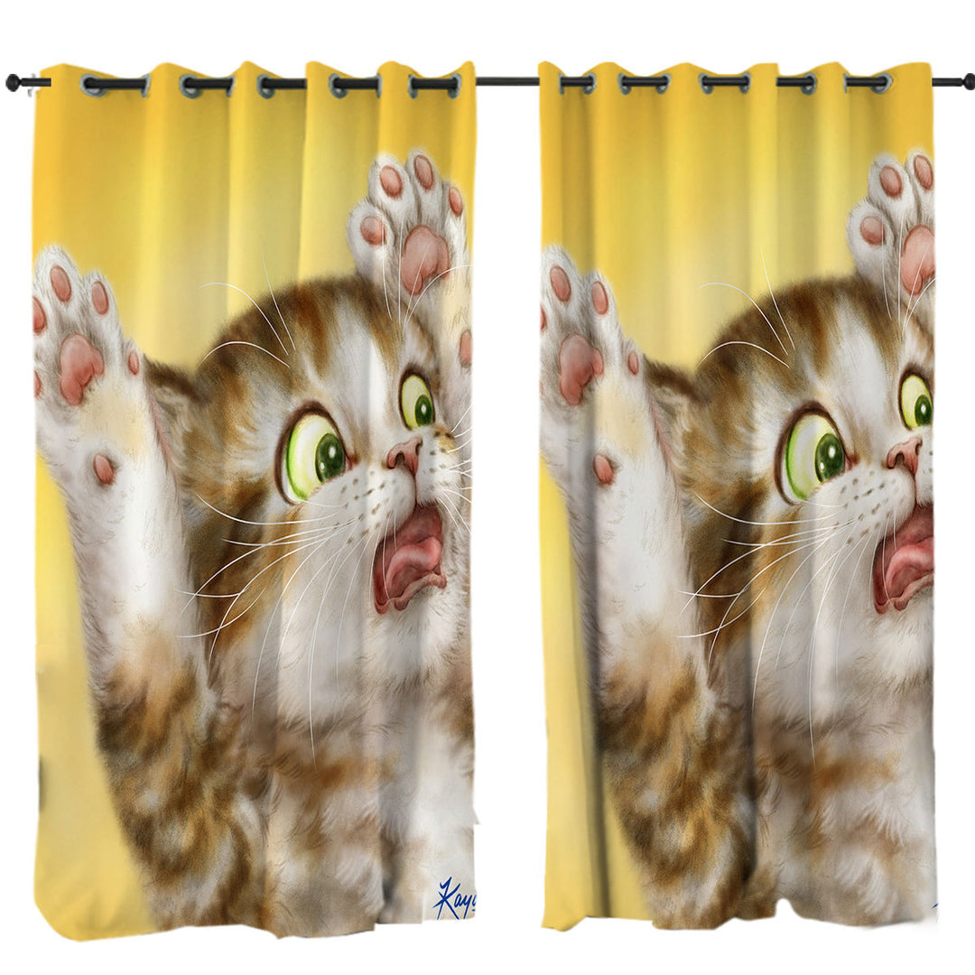 Drapes with Funny Cats for Kids the Panic Attack Kitty