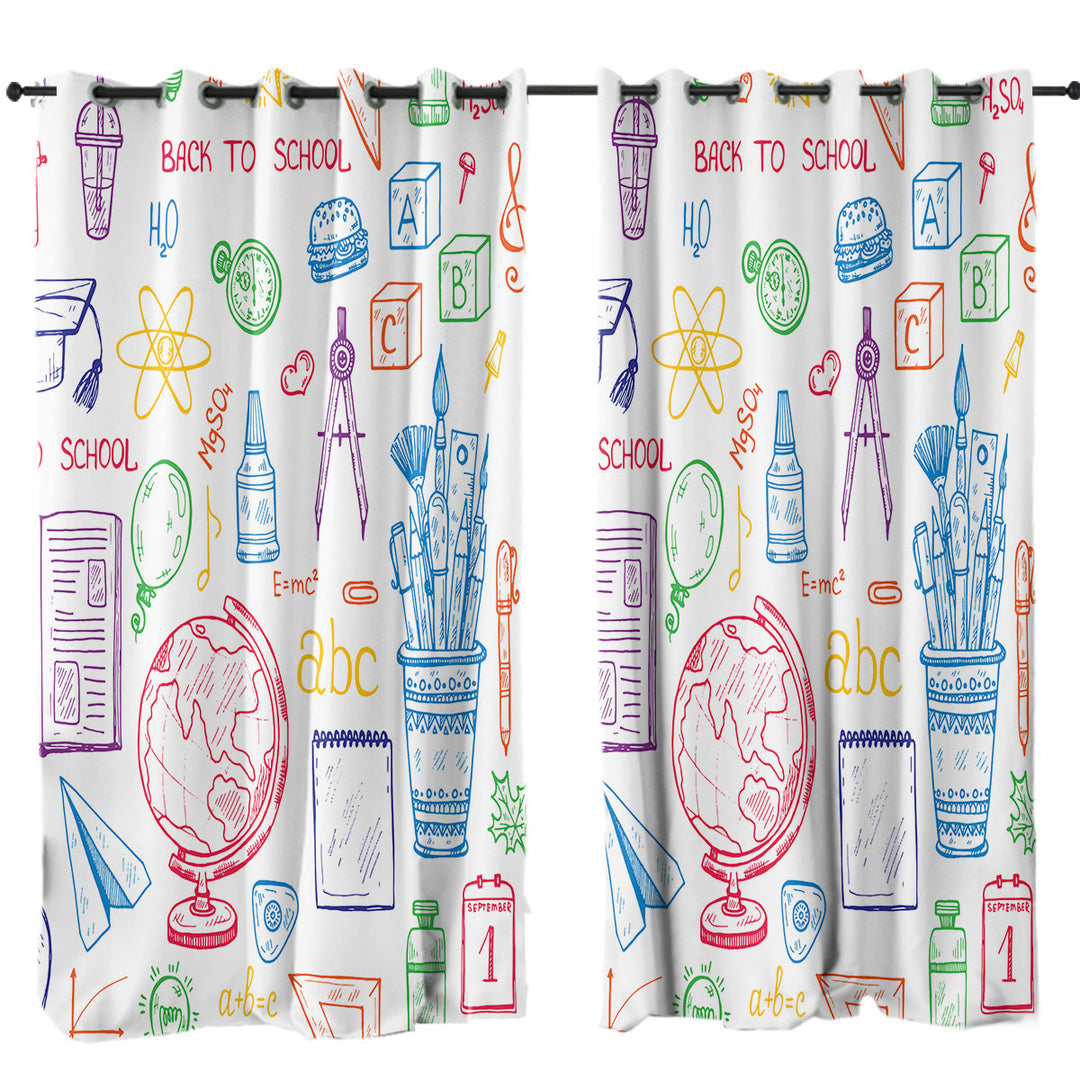 Drapes with Funny Multi Colored Back to School Kit