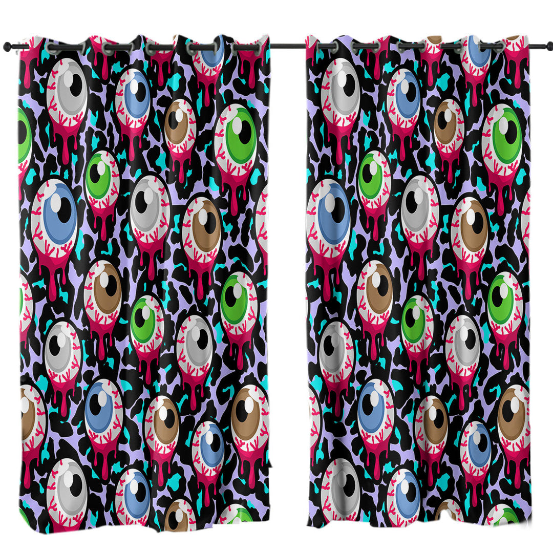 Drapes with Halloween Scary Eyeballs