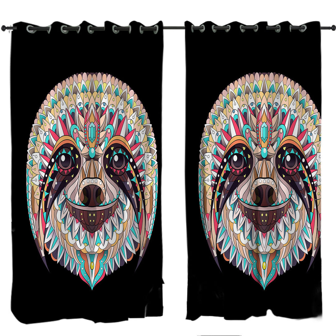 Drapes with Multi Colored Oriental Sloth