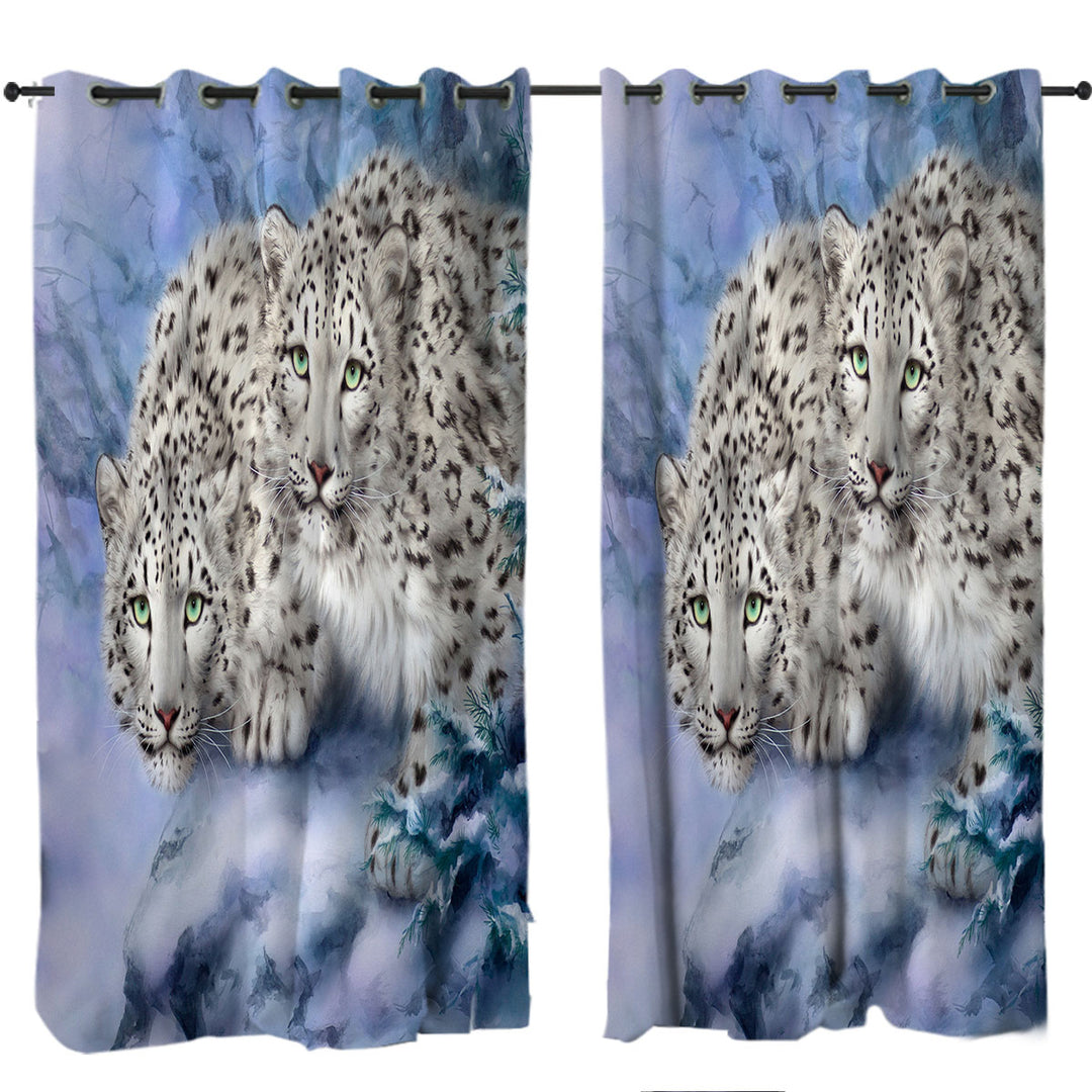 Drapes with Young Explorers Snow Forest White Leopards