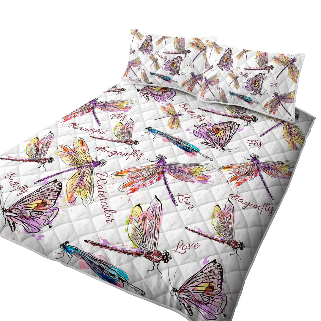 Drawing of Butterflies and Dragonflies Coverlets