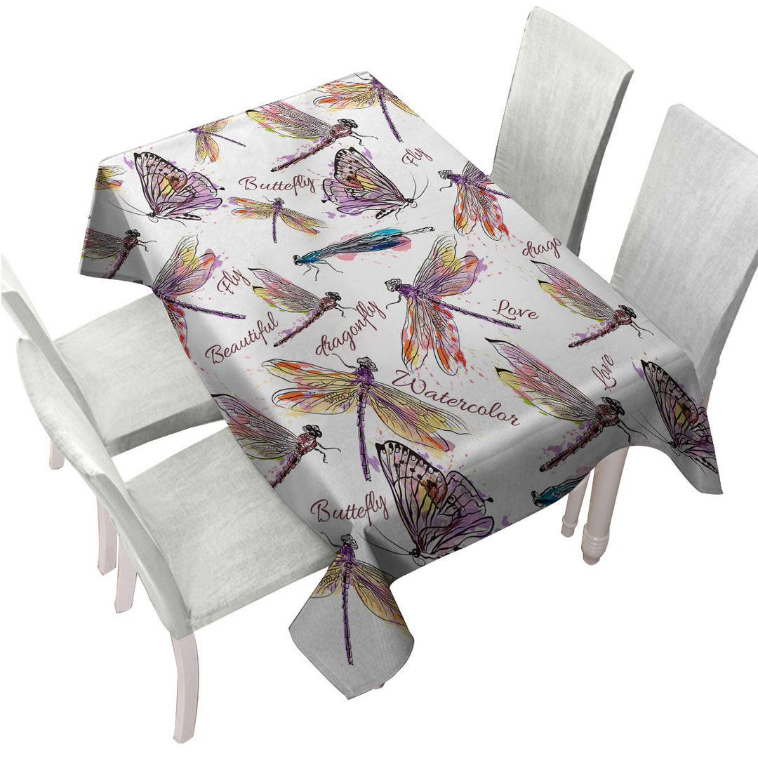 Drawing of Butterflies and Dragonflies Custom table cloth