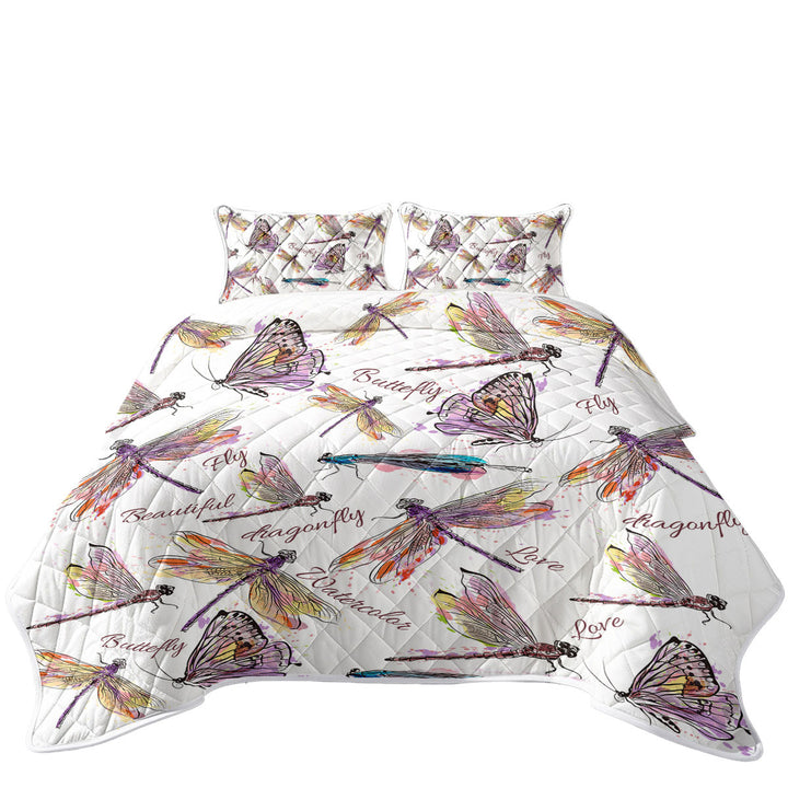 Drawing of Butterflies and Dragonflies Quilt
