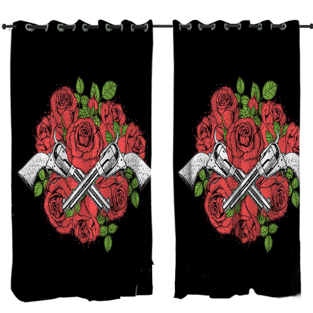 Drawing of Guns and Roses Drapes