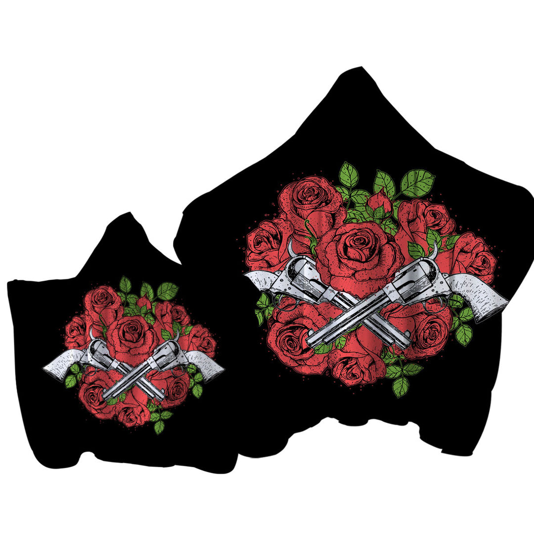 Drawing of Guns and Roses Towel Hoodie