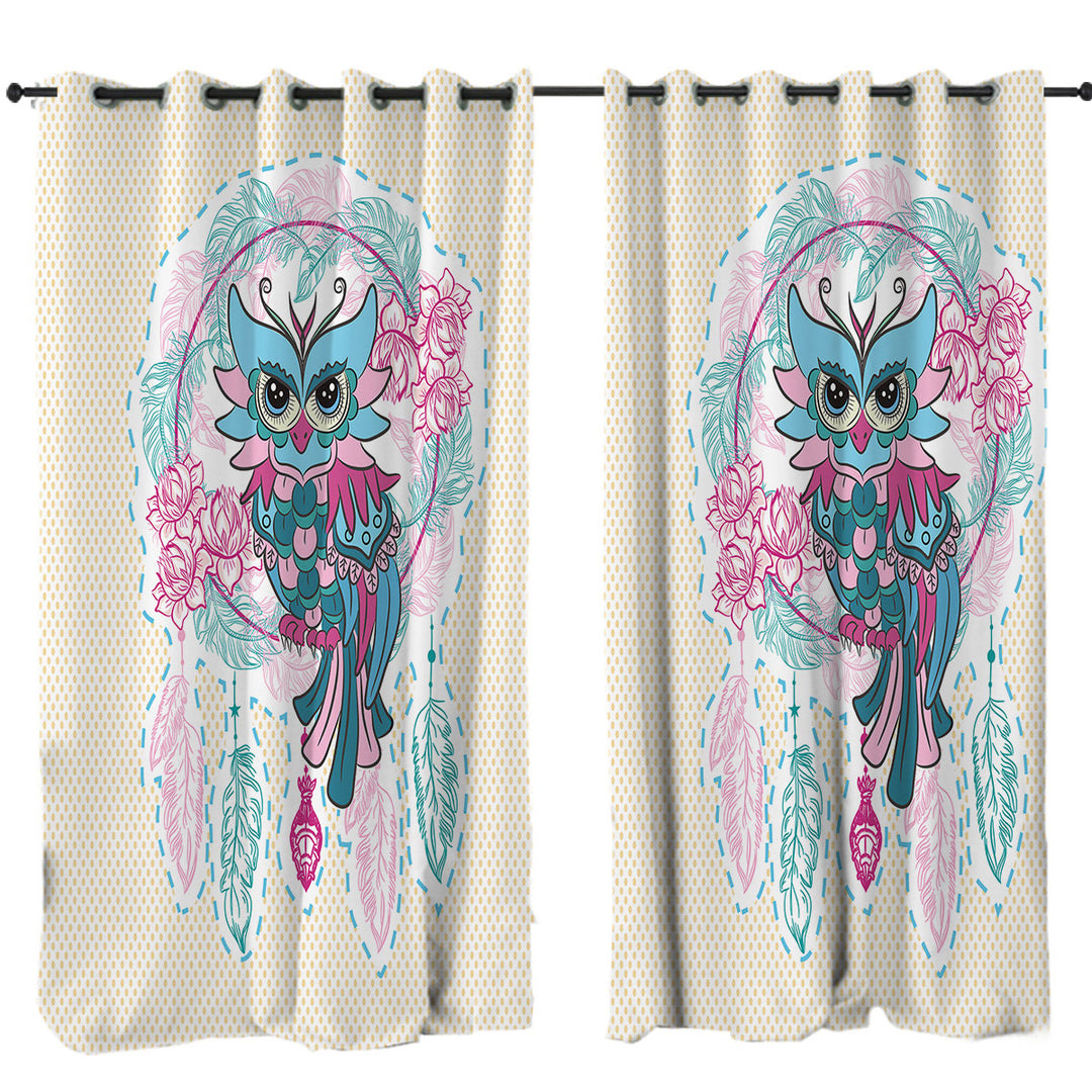 Dream Catcher and Graceful Lady Owl Curtain