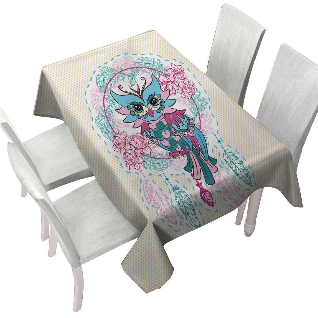 Dream Catcher and Graceful Lady Owl Custom table cloth