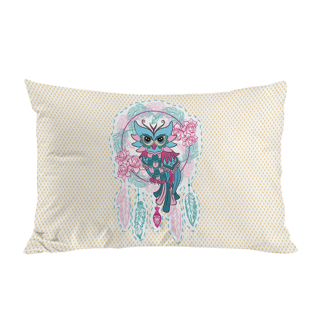 Dream Catcher and Graceful Lady Owl King Pillow Cases