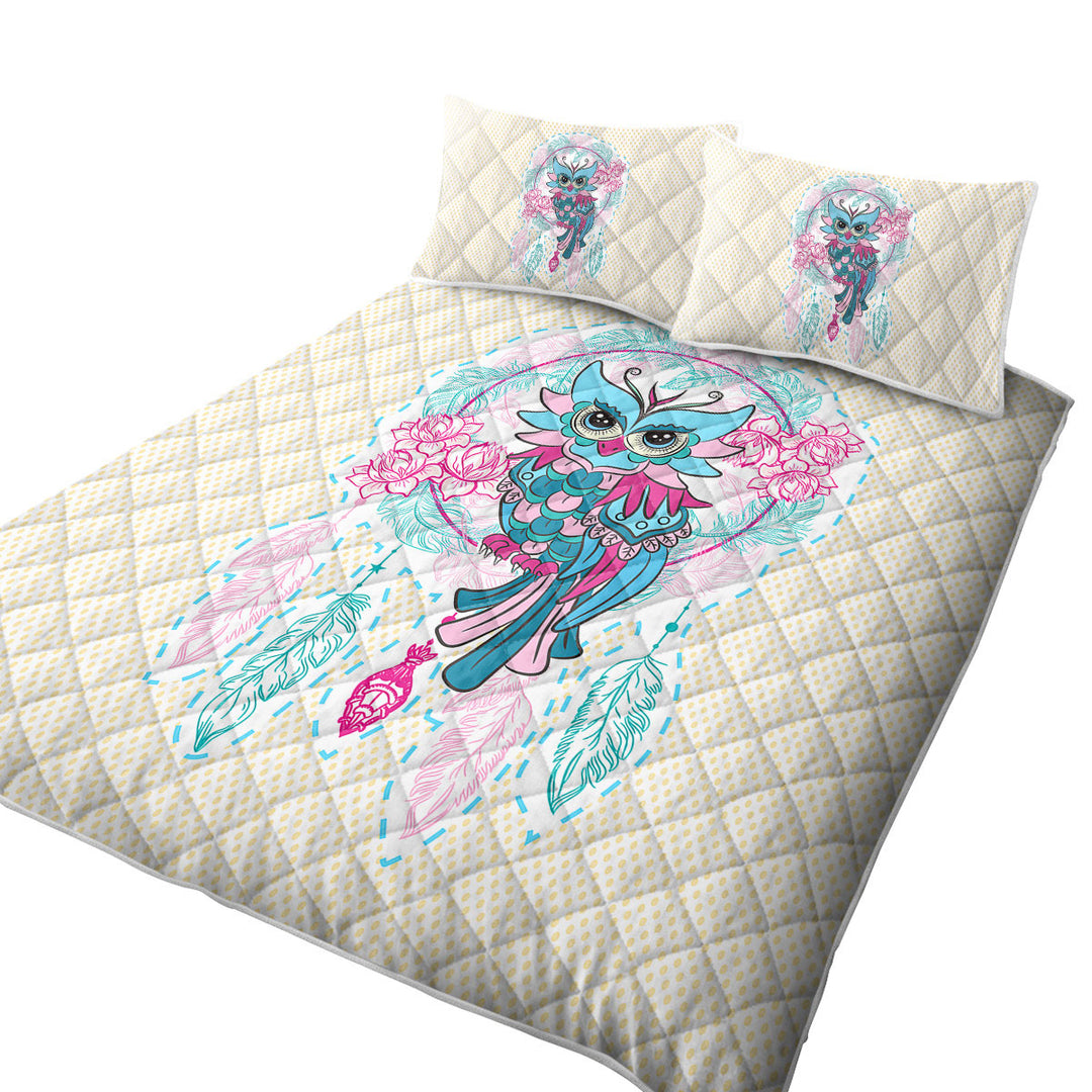 Dream Catcher and Graceful Lady Owl King Quilt