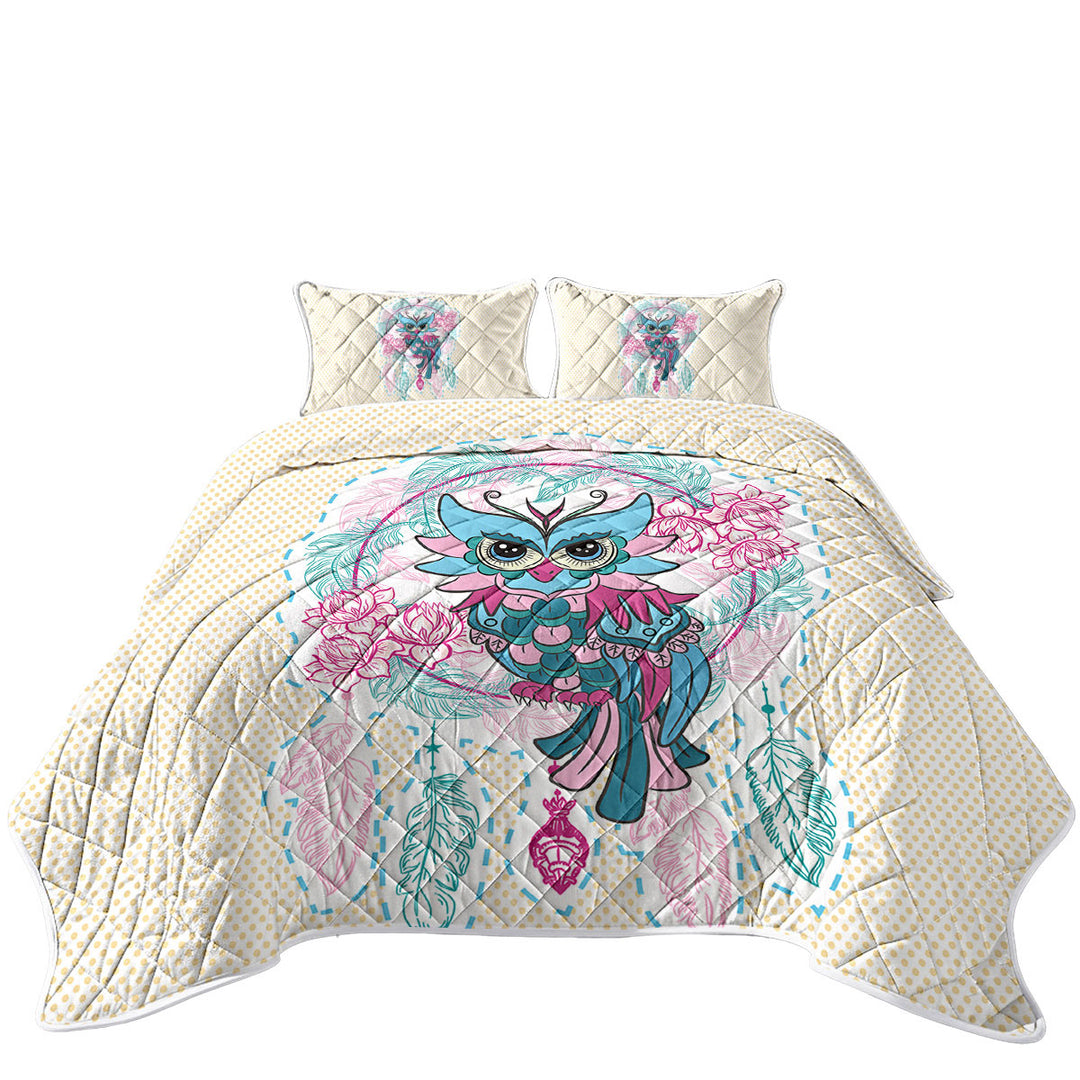 Dream Catcher and Graceful Lady Owl King Size Bedspreads