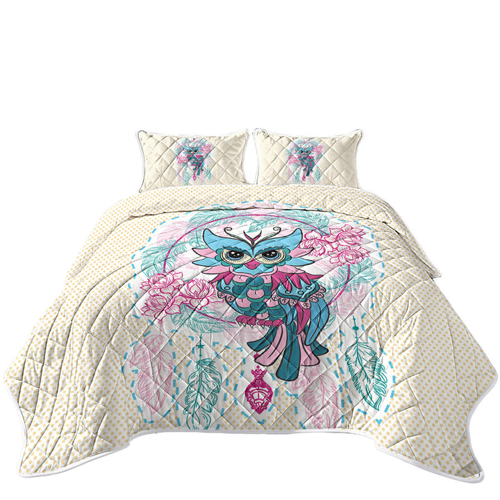 Dream Catcher and Graceful Lady Owl King Size Bedspreads