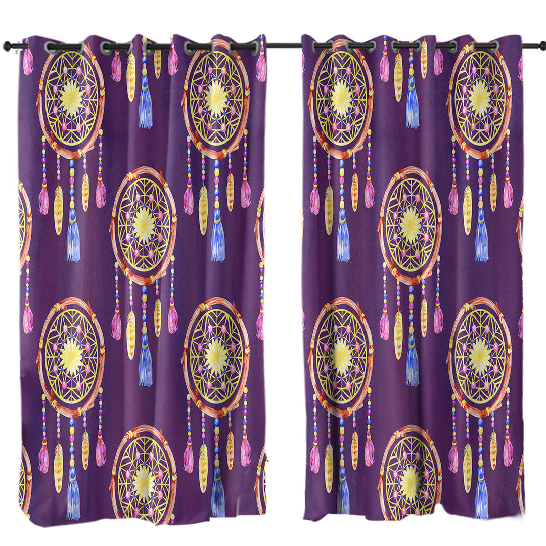 Dream Catchers over Purple Custom Curtains